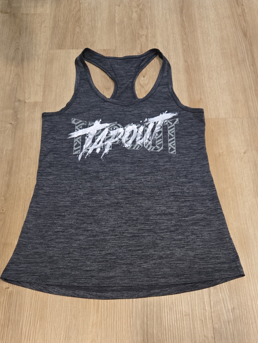 Tapout Dark Heather Gray Racerback Tank with White Logo